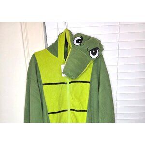 Adult Alligator Costume XXL Cozy Fleece Hooded Onesie Tail & big face Zip